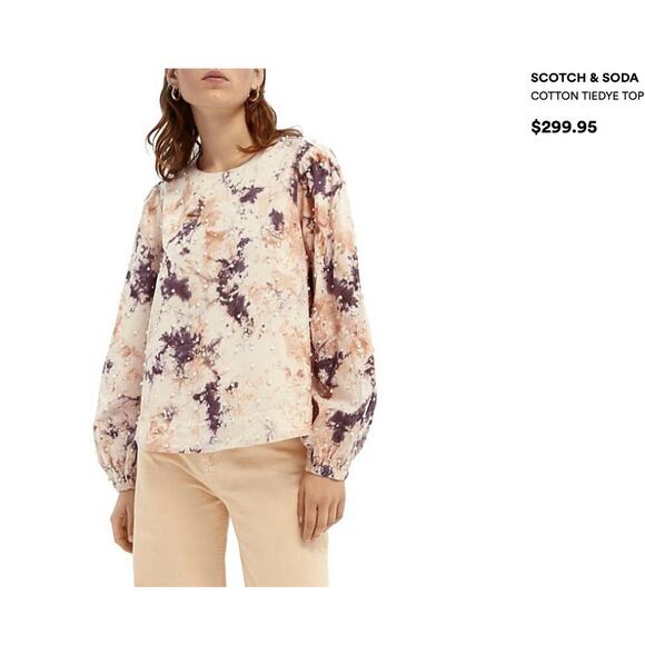 NWT SCOTCH & SODA COTTON TIEDYE TOP WITH PEARL DETAILS XS - Picture 3 of 15